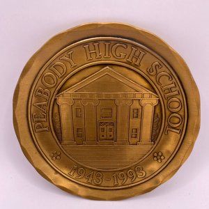 Wendell August Forge Bronze Coaster The Great Seal of Peabody High School 3.5"